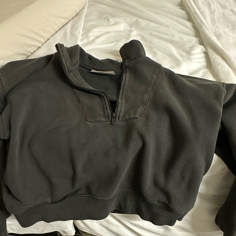 Dark Grey Essentials Zip Fleece Pullover